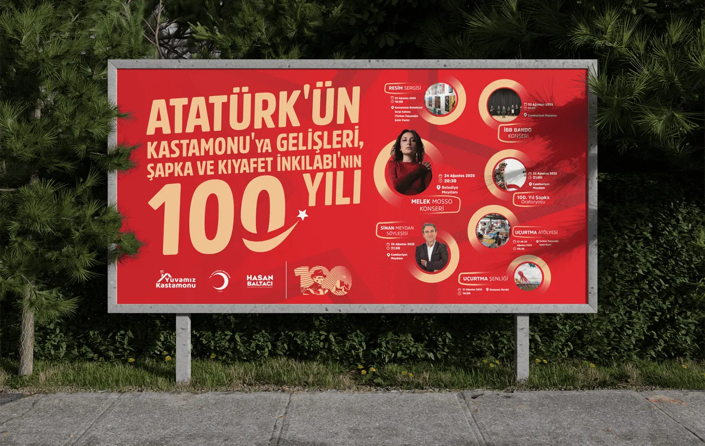 100. yıl etkinlik programının açık hava billboard uygulaması