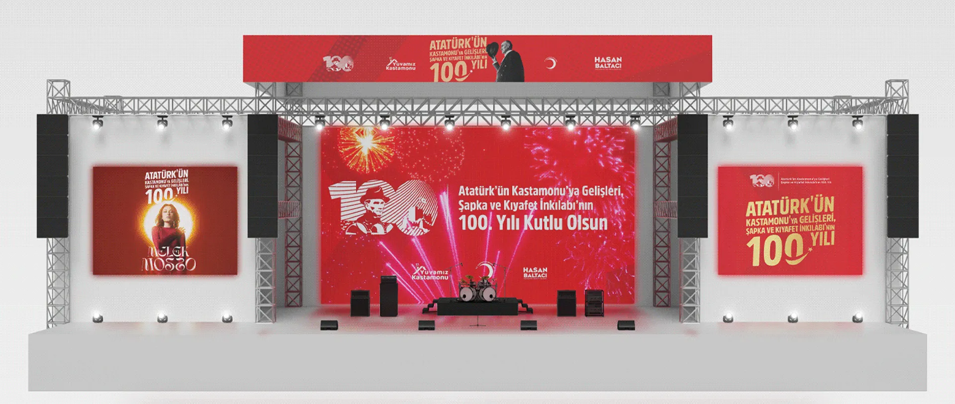 100. yıl etkinlik sahnesi ve ekran tasarımı
