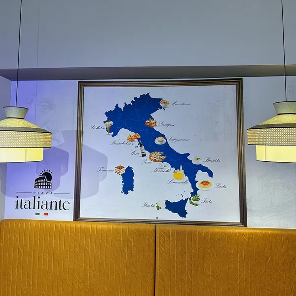 Italy map in restaurant
