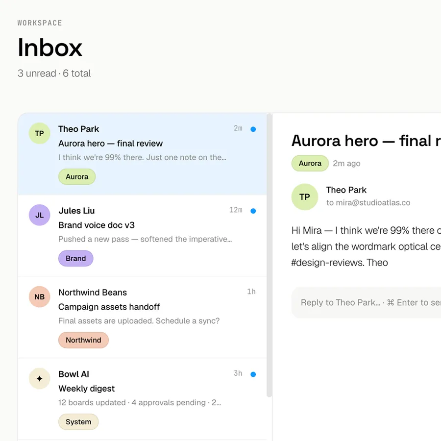 Bowl — Inbox view