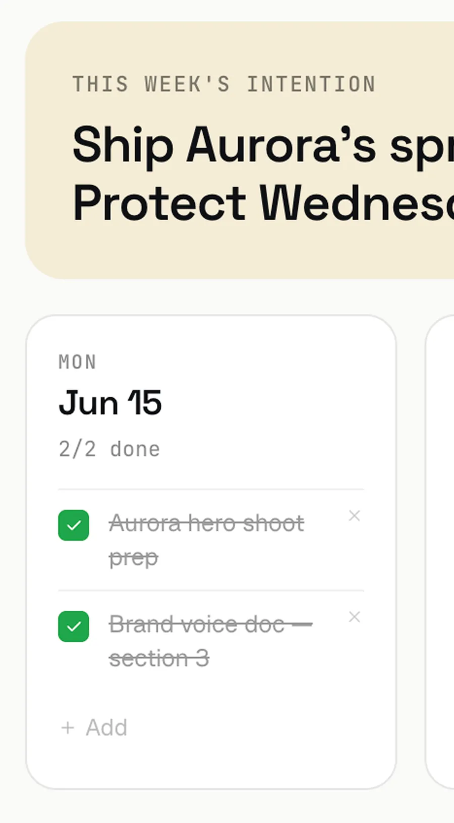 Bowl — Weekly Plan