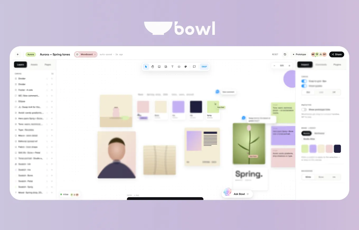 Bowl — Moodboard canvas interface