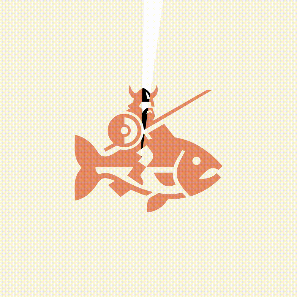 The Salmon animated viking logo